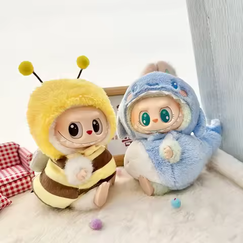 Cute Cartoon Green Dinosaur Outfit for Labubu Plush Clothes Fashion Shark Macaron Korea Style Clothe