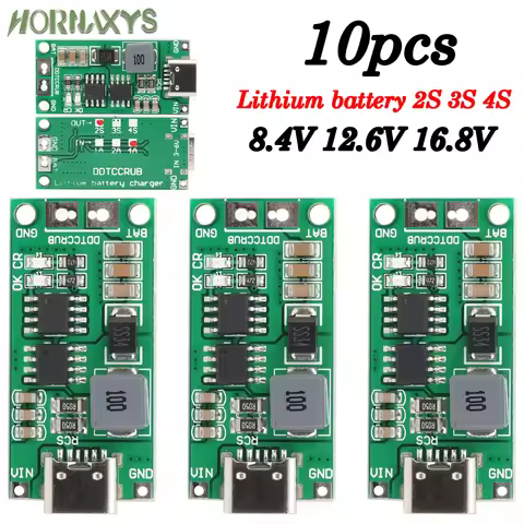 TypeC Multi-Cell 2S 3S 4S To 8.4V 12.6V 16.8V Step-Up Boost LiPo Polymer Li-Ion Charger 7.4V 11.1V 1