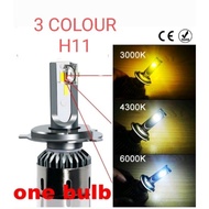 H11 2PCS FOGLAMP 3 COLOUR LED