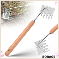 BORAG Hand Weeder Tool, Garden Supplies Stainless Rake, Home&amp;Garden Handheld Farmland Wooden Garden Hand Weeder