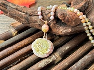 【一物一圖】天然鹽源瑪瑙蝶 戀花雕刻平安鎖 連珠鍊設計款項鍊