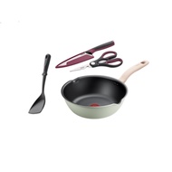 TEFAL NON-STICK COOKWARE SET SO MATCHA 28CM (DFP28 + SHEARS + COMFORT KNIFE +SPATULA) MATCHA