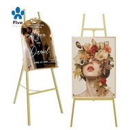 Gold Easel Stand for Sign, Display Easel with Adjustable Chain, 4-Tier Art Easel for Painting, Weddi