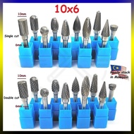 10x6mm Tungsten Carbide Burr 6mm Single Cut Double Cut Rotary Porting Tool Mata Porting Mata Korek
