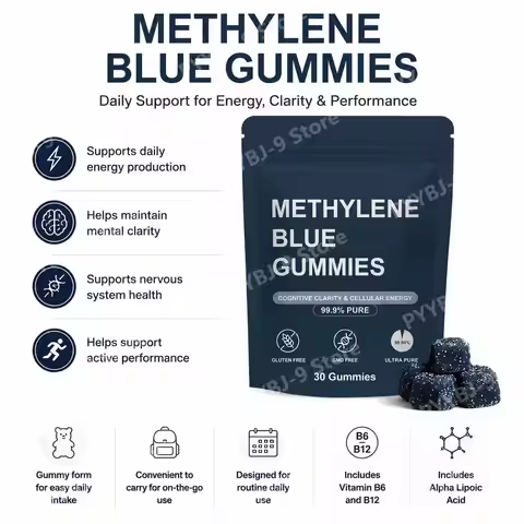 Methylene Blue Gummies with Benfotiamine, Alpha Lipoic Acid, Vitamin B6 & B12 for Mental Clarity and