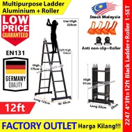 【4*3ft 12step】Black Multipurpose Aluminum Ladder Folding Tangga #Germany #Black #150KG #多功能 #楼梯 #224