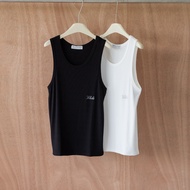 Thin rib fabric tank top embroidered with UNCLÉ Cliche silver logo