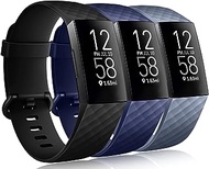 Wepro Waterproof Bands Compatible with Fitbit Charge 4 / Charge 3 / Charge 3 SE for Women Men, 3-Pack, Small, Large