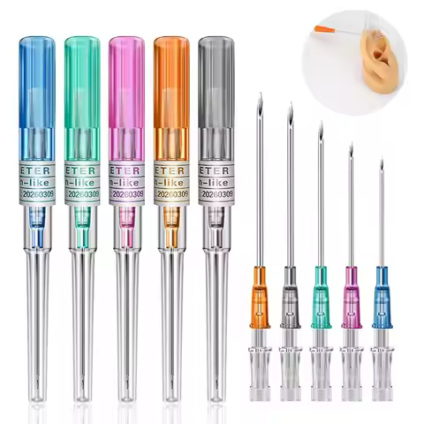 5/10pcs Catheter Piercing Needle 14G 16G 18G 20G IV Catheter Piercing Hollow Needles for Ear Nose Li