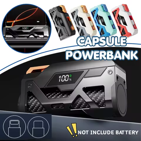 Capsule Power Bank Case 5000mAh Dual Plug Power Bank Portable Digital Display Fast Charging Powerban
