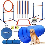 Agility Set Dogs, 65-Piece Agility Equipment for Dog Training Games with Dog Tunnel, Hurdles, 8 Slal