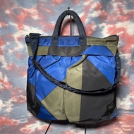 90% new Porter x Marni 2way helmet bag 藍綠黑色拼色尼龍兩用頭盔袋 斜揹袋 側揹袋