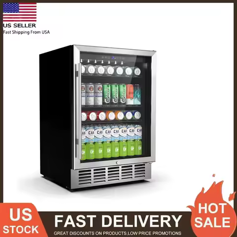 24 Inch Beverage Refrigerator, 190 Cans Built-in/Freestanding Beverage Cooler