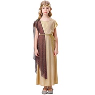Women Ancient Greece Goddess Dresses Halloween Egyptian Queen Cosplay Costumes For Kid Girls Golden 