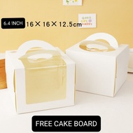 6.4 Inch (16x16x12.5cm) Ins Window Cake Box Free Cake Board Transparent Cake Box With Handle