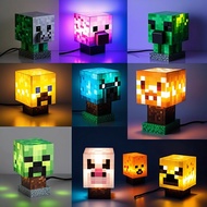 MC 2025 Color Changing Minecraft Lamp: LED Torch Water Bottle + Creeper/TNT Pig Head/Ore Block/Axolo