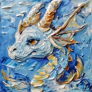 Dragon Oil Painting Mythical Animals Original Art Baby Dragon Wall Art Decor