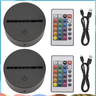 2 Pack 3D Night LED Light Lamp Base + Remote Control + USB Cable, 16 Colors Light Show Display Stand
