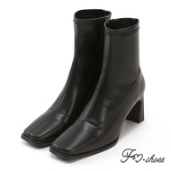 FM SHOES Metropolis Elastic Stable Heel Ankle Boots Black