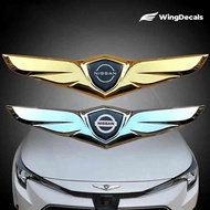 Wings Emblem For Nissan Car Front Hood Bonnet Car Tailgate Metal Stickers Kicks Skyline Note Juke Murano Qashqai Sylphy Teana xtrail t32 Latio NV350 NV200 Serena Accessories