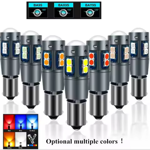 2Pcs Error Free 12V BA9S bax9s BAY9S Bayonet T4W h21w h6w 10-3030 smd LED 6000k CanBus White Red For