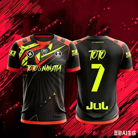 JUL Toto Ninetta 90 Series Summer 3D Men's T-shirt Trendy Street Fashion, Y2K Style, Breathable Men'