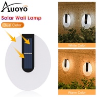 Auoyo ไฟแสงอาทิตย์โคมไฟติดผนังพลังงานแสงอาทิตย์สำหรับไฟนอกบ้านกันน้ำลานสวนตกแต่งโคมไฟผนังโคมไฟอะคริลิคติดผนังพลังงานแสงอาทิตย์ไฟ LED สองสีความสว่างสูงโคมไฟติดผนังแผ่นป้ายติดประตู