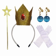 Cosplay Super Mario Mario Princess Peach Gold Crown White Gloves Earrings Star Stick Set JYUE