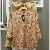 SETELAN WANITA TERBARU MOTIF BUNGA COMBI CELANA POLOS BAHAN KAIN RAYON TWILL KEKINIAN