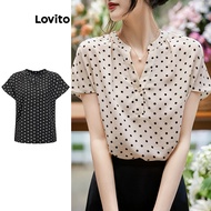 NS27-OCT23-C-French retro polka dot shirt-BLNS27EX216  NS27-OCT23-C-Baju Kemeja Polka Dot Retro Pera