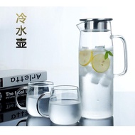 Borosilicate Glass Jug Pitcher With Glass Lid Bamboo Lid Fruit Juice Jar Ice Tea Cold Water Beverage