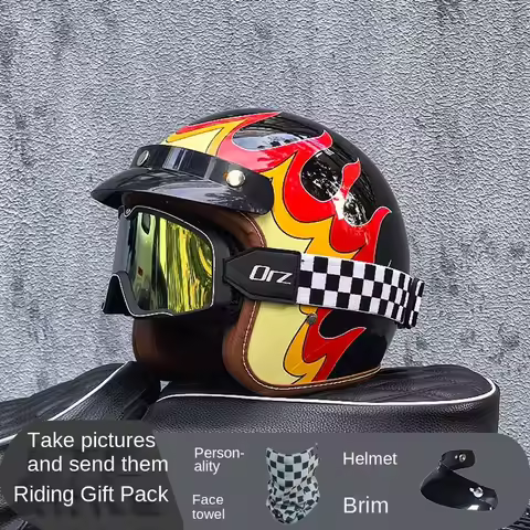 ORZ-058C New Launched Vintage Motorcycle Helmet DOT Certified 3/4 Helmet Jet Mask Helmet