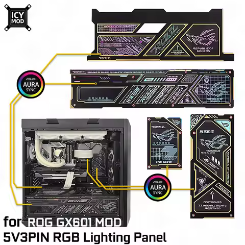 4Pcs ROG Strix Helios GX601 Panel Kit ARGB Laser Engraved Lighting Plate Refit 5V3PIN Custom PC Case