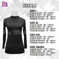 Baju Manset Kebaya Lengan Panjang Wanita Polos Bahan Spandek Balon Licin Dalaman Perempuan Hitam Putih Warna Kulit Rayon Kaos Daleman Cewe Hijab Dewasa Anak Tangan Pendek Leher Kerah Turtle Neck Mangset Atasan Cewek Jumbo Big Size LD 120 140 Katun Premium