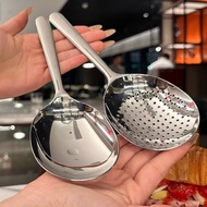 Stainless Steel Public Spoon Utility Soup Spoon Restaurant Short Handle Large Round Slotted Portioni