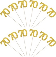 12pcs Gold 70th Birthday Centerpiece Sticks Glitter Number 70 Table Centerpieces Table Flower Topper