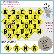 GANTUNGAN 2-sided glass hanger, alphabet variation, size 11.5cm, 2mm thick premium material car glas