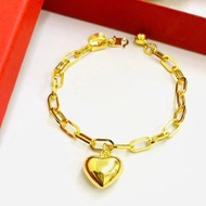 JK   EMAS KOREA/BANGKOK 24K 916 GELANG TANGAN PAPERCLIP LOVE GEMUK BRACELET