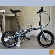 Fnhon Gust 18" • 9 Speeds Shimano • Battlefield Grey • Foldable Foldie Folding Bicycle Bike • Litepro Aero Hydraulic Brake • 349 18 inches • Crius Velocity Master Blast Tornado Bifold Dahon Tern  Customise My Bicycle •