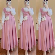 PROMO!! Selena Dress Bahan Crinkle AIRFLOW Ruby Dress Crinkle Mix Brukat Dress Busui Gamis Wanita