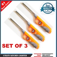 Set of 3 Pcs Refillable Utility Gas Lighter with 170mL Lighter Butane Fluid (Orange)