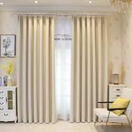 Cream white fabric curtain (TYPE ONE) Plain curtain without pattern, 97% light blocking