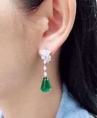 （詢價）12.04ct -Natural emerald diamond earring (18K gold )