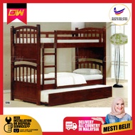 Single Size Fully Solid Wood Double Decker Bed Frame/ Wooden Bedframe / Wooden Bed Bed / Adult Bedframe / Large Bed / Homestay Bed / Master Bedroom Bed / Katil Kayu