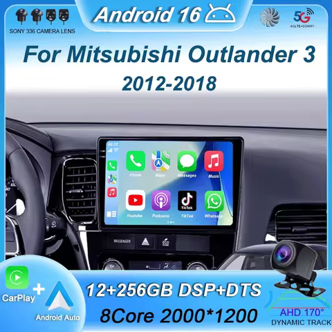 Android 16 Carplay Car Radio For Mitsubishi Outlander 3 GF0W GG0W 2012-2018 Multimedia Video Player 