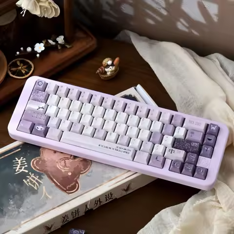 [Violet] Keycap Cherry Sublimation Keycaps Purple Pbt Cute 141Keys Morandi Purple White For Aula F75