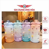 Cute 2 liter thermos water bottle, 2 liter water bottle with sports faucet and graduated water remin