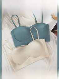 Miguel ผู้หญิง ชุดชั้นในบางส่วนป้องกันแสงเดินหลังสวย สายคล้อง เสื้อกั๊ก Bra ฤดูร้อน Thin Mold Cup No