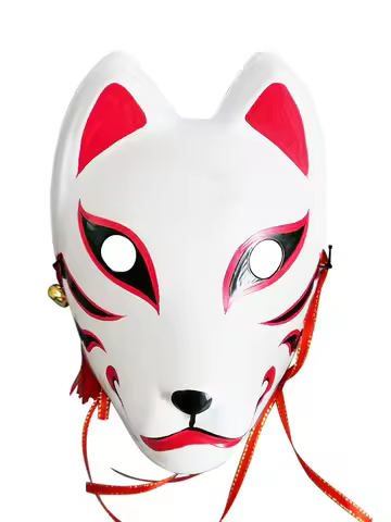 Hand-Painted Full Face Mask Demon Kitsune Cosplay PVC Masquerade Halloween Cartoon Character Mask In