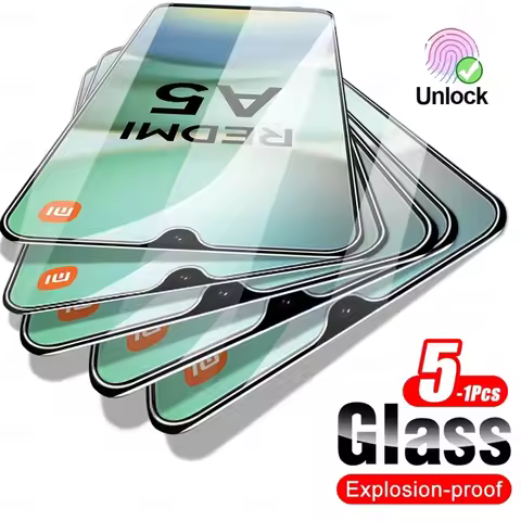 RedmiA5 Case 5-1Pcs Clear Crystal 9H Tempered Glass Screen Protector For Redmi A5 A3 A3x A2 A1 Plus 
